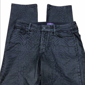 NYDJ size 6 black safari print skinny jeans
